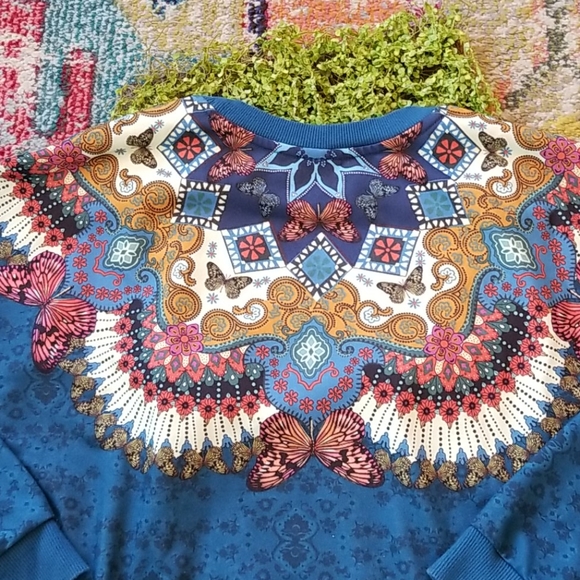 FARM RIO × ADIDAS Collab BLUE Butterflies FEATHERS Leggings P/O Sweatshirt SET S - Picture 16 of 16